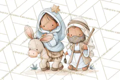 Christmas Nativity Clipart, Watercolor Nativity Scene PNG Product Image 4
