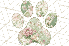Cat Paw Prints Clipart PNG, Patchwork Kitty Paw Art Product Image 3
