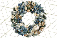 Christmas Wreath Clipart PNG, Elegant Holiday Wreaths Product Image 4