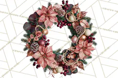 Christmas Wreath Clipart PNG, Elegant Holiday Wreaths Product Image 3