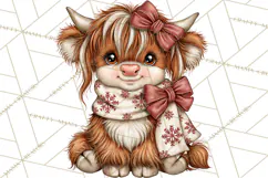 Boutique Christmas Highland Cows PNG Product Image 3