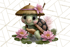 Cute Turtle Frog Alligator Pond Animals Clipart PNG Product Image 2
