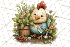 Spring Chickens Gardening Farm Clipart PNG, Chicks Clip Art Product Image 2