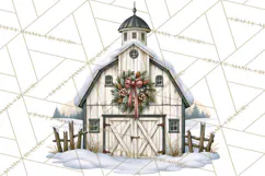 Winter Barn Christmas Clipart PNG, Farmhouse Christmas Product Image 4