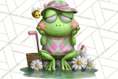 Golfing Frog Turtle Alligator Argyle Clipart PNG Product Image 3