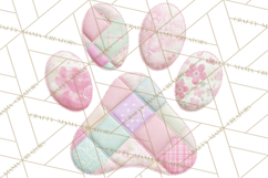 Cat Paw Prints Clipart PNG, Patchwork Kitty Paw Art Product Image 3