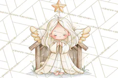 Christmas Nativity Clipart, Watercolor Nativity Scene PNG Product Image 4
