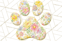 Cat Paw Prints Clipart PNG, Patchwork Kitty Paw Art Product Image 4