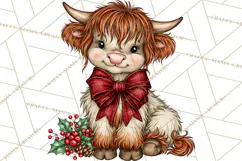 Boutique Christmas Highland Cows PNG Product Image 5