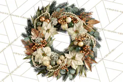 Christmas Wreath Clipart PNG, Elegant Holiday Wreaths Product Image 5