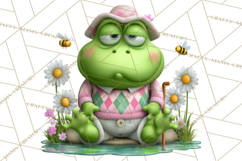 Golfing Frog Turtle Alligator Argyle Clipart PNG Product Image 4