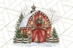 Winter Barn Christmas Clipart PNG, Farmhouse Christmas Product Image 2