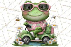 Golfing Frog Turtle Alligator Argyle Clipart PNG Product Image 5