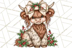 Boutique Christmas Highland Cows PNG Product Image 3