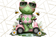 Golfing Frog Turtle Alligator Argyle Clipart PNG Product Image 2