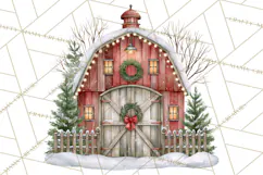 Winter Barn Christmas Clipart PNG, Farmhouse Christmas Product Image 3