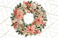 Christmas Wreath Clipart PNG, Elegant Holiday Wreaths Product Image 4