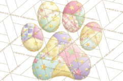 Cat Paw Prints Clipart PNG, Patchwork Kitty Paw Art Product Image 3