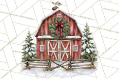 Winter Barn Christmas Clipart PNG, Farmhouse Christmas Product Image 4