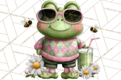 Golfing Frog Turtle Alligator Argyle Clipart PNG Product Image 3