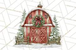 Winter Barn Christmas Clipart PNG, Farmhouse Christmas Product Image 5