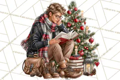Dark Academia Christmas Clipart Royal Stewart Tartan PNG Product Image 5