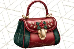 Christmas Handbag Clipart PNG, Holiday Purse Illustrations Product Image 5