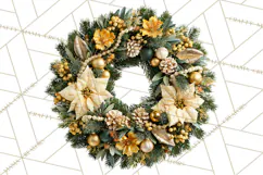 Christmas Wreath Clipart PNG, Elegant Holiday Wreaths Product Image 5