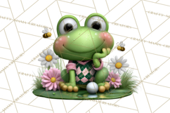 Golfing Frog Turtle Alligator Argyle Clipart PNG Product Image 4