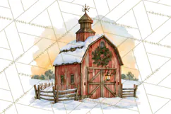 Winter Barn Christmas Clipart PNG, Farmhouse Christmas Product Image 2