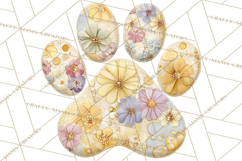Cat Paw Prints Clipart PNG, Patchwork Kitty Paw Art Product Image 5