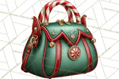 Christmas Handbag Clipart PNG, Holiday Purse Illustrations Product Image 2