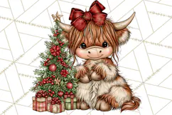 Boutique Christmas Highland Cows PNG Product Image 2