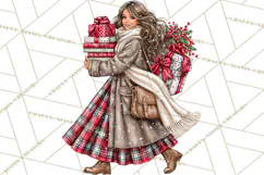 Dark Academia Christmas Clipart Royal Stewart Tartan PNG Product Image 3