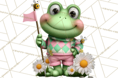Golfing Frog Turtle Alligator Argyle Clipart PNG Product Image 2
