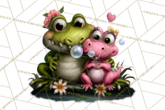 Cute Turtle Frog Alligator Pond Animals Clipart PNG Product Image 2