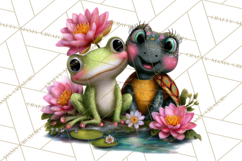 Cute Turtle Frog Alligator Pond Animals Clipart PNG Product Image 3