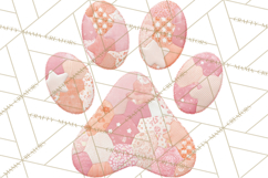 Cat Paw Prints Clipart PNG, Patchwork Kitty Paw Art Product Image 3