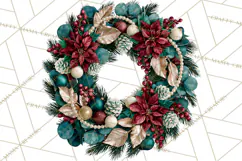 Christmas Wreath Clipart PNG, Elegant Holiday Wreaths Product Image 5