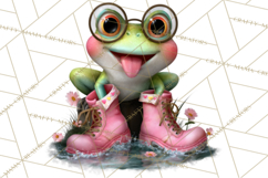 Cute Turtle Frog Alligator Pond Animals Clipart PNG Product Image 4