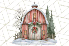 Winter Barn Christmas Clipart PNG, Farmhouse Christmas Product Image 5