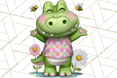Golfing Frog Turtle Alligator Argyle Clipart PNG Product Image 4