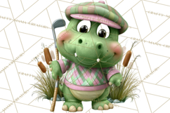 Golfing Frog Turtle Alligator Argyle Clipart PNG Product Image 4