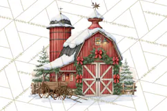 Winter Barn Christmas Clipart PNG, Farmhouse Christmas Product Image 5