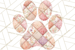 Cat Paw Prints Clipart PNG, Patchwork Kitty Paw Art Product Image 4
