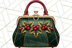 Christmas Handbag Clipart PNG, Holiday Purse Illustrations Product Image 5
