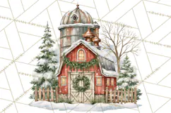 Winter Barn Christmas Clipart PNG, Farmhouse Christmas Product Image 2