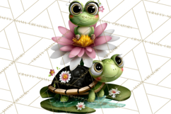Cute Turtle Frog Alligator Pond Animals Clipart PNG Product Image 5