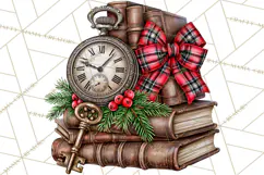Dark Academia Christmas Clipart Royal Stewart Tartan PNG Product Image 2