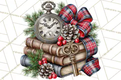 Dark Academia Christmas Clipart Royal Stewart Tartan PNG Product Image 3
